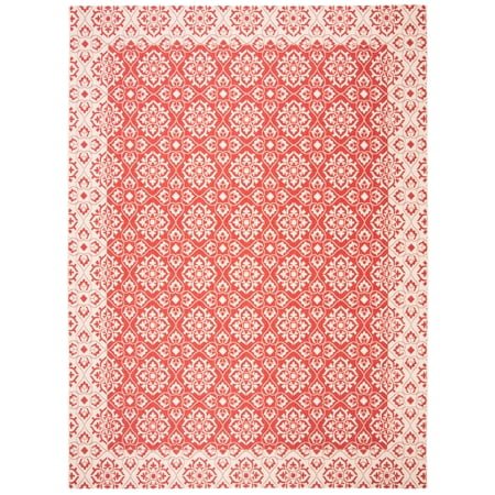 SAFAVIEH Courtyard Austin Geometric Indoor/Outdoor Area Rug, 9' x 12', Red/Cream