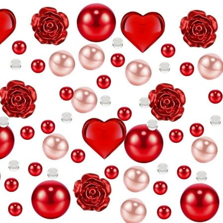 TERGAYEE Valentines Day Decorations 6051Pcs Valentine's Day Vase Filler Wedding Decor Heart Pearl Water Gel Bead Floating Candles Centerpiece For Wedding Decor Home Decor