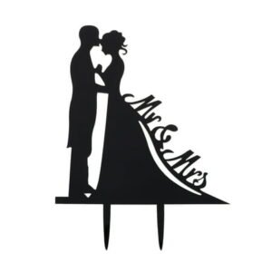 Wedding Cake Topper Bride and Groom Mr and Mrs Acrylic Cake Topper for Wedding Decoration Black
