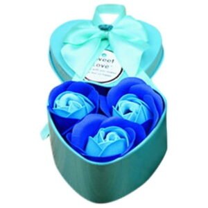 Chmadoxn Valentine's Day Scented Rose Petal Soap Making with Heart Shaped Metal Box for Anniversary Mother's Day Birthday Wedding Bathroom Decoration Romantic Gift