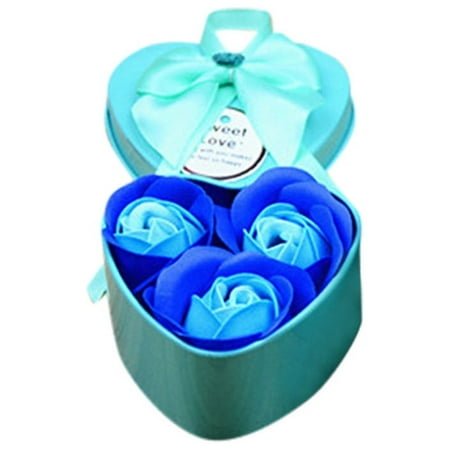 Chmadoxn Valentine's Day Scented Rose Petal Soap Making with Heart Shaped Metal Box for Anniversary Mother's Day Birthday Wedding Bathroom Decoration Romantic Gift