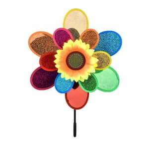 Dengmore 30in Garden Decorations Sunflower Windmill Party Windmill Multicolor Flower Windmill for Garden Yard
