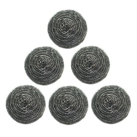 KDFJPTH Copper Kitchen 6PCs Stainless Steel Sponges Scrubbing Scouring Pad Steel Wire Ball Scrubber Stainless Steel Scratch Remover for Sinks