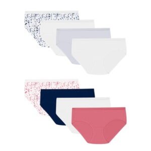 Hanes Women's Super Value Bonus Signature Breathe Cotton Hipster Underwear, 6+2 Bonus Pack, Size 5, Assorted Colors