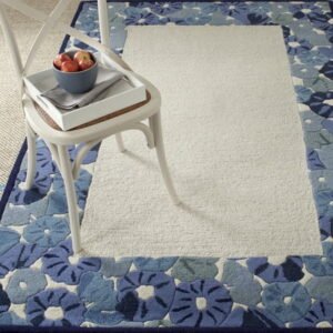 SAFAVIEH Martha Stewart Poppy Floral Border Area Rug, Azurite Blue, 4' x 6'