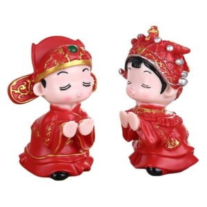 Frcolor Wedding Cake Topper Chinese Couple Statue Decoration Figurine Sculpture Figurines Dashboard Cupcake Garden Decor