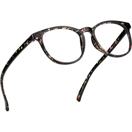 LifeArt Blue Light Blocking Glasses, Anti Eyestrain, Computer Reading Glasses, Gaming Glasses, TV Glasses for Women Men, Anti Glare (Redfloral, +2.50 Magnification)