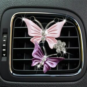 Ikevan Creative Car Aromatherapy Vent Clips Dual Butterfly Car -Air Vent Freshener Perfume Clip Aroma Diffuser Decoration Pink One Size