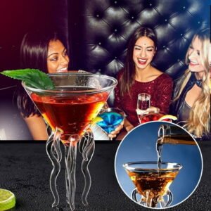 Dengmore Cup -Octopus Cocktail Glass Transparent Jellyfish Whiskey Glass Juice Wine Champagne for Home Office Kitchen