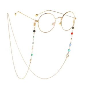 NUOLUX Colorful Glass Handmade Eyeglasses Strap Eyeglass Chain Sunglasses Holder Strap Eyewear Retainer Lanyard Golden