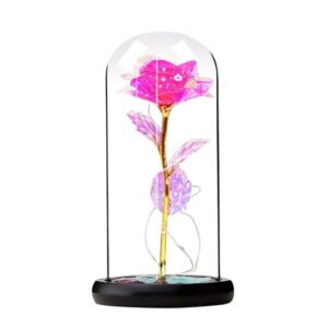 Nomeni Desk Accessories Clearance, Valentine's Day Rose Gift Red Butterfly Rose Glass Dome Crystal Diamond Base Glow Rose Birthday Gift Grandmother Wife Eternal Rose Mother's Day Gift Room Decor
