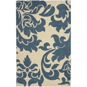 SAFAVIEH Martha Stewart Barcelona Floral Wool Area Rug, Blue Suede, 5' x 8'