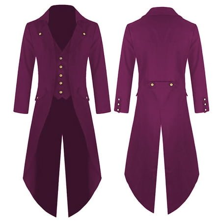 Lilgiuy Men's Fashion Coat Windbreaker Gothic Style Jacket Men's Retro Halloween Coat