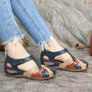 Women Summer Sandals Beach Wedge Sandals Bohemia Flip-Flop Ankle Strap Slip On Sandal Causal Comfortable Round Toe Gladiator Outdoor Shoes