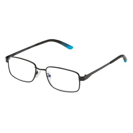 SAV Sportex Blue Light Reading Glasses, Stainless Steel Rectangle Sport Frame, AR4148, +1.25, Blue