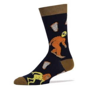 OoohYeah Men's Funny Colorful Crew Socks, Novelty Cotton Socks, Aliens Are Afoot