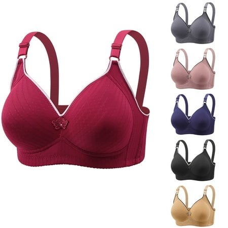 Otvok Womens Plus Size without Steel Rims Comfortable and Breathable Underwear Non-Magnetic Thin Cup Bra