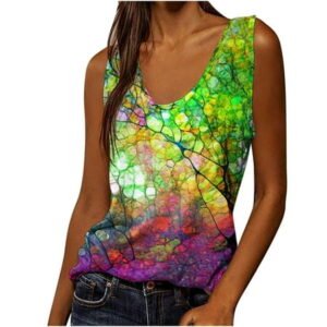 Womens Blouses and Tops Dressy, Women's Summer Sleeveless Tanks Tops Casual Floral Print T Shirt Tops Comfy Loose Fitting Blouse Tees