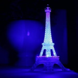 Dengmore Eiffel Tower Nightlight Desk Bedroom Decoration LED Lamp Colorful Paris Fashion Style Acrylic 10 Inch Cake Topper Decoration Gift