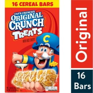 Cap’n Crunch Treats with Rice Crisps Cereal Bars, Original Crunch, 0.84 oz, 16 Count Box