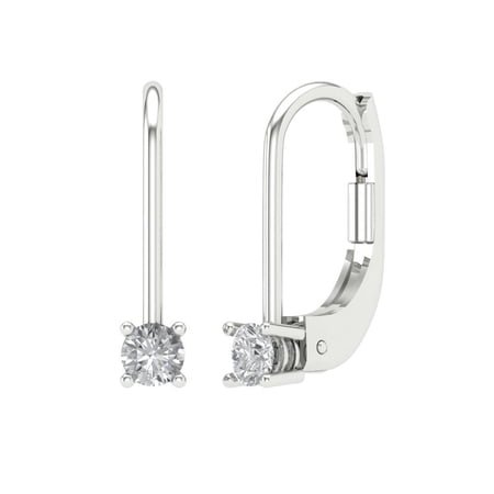 Clara Pucci 0.2Ct Synthetic Moissanite Round Cut VVS1 Lever Back Drop Dangle 18k Solid hypoallergenic Gold Designer Earrings For April