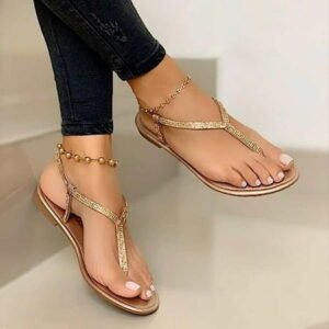 Lilgiuy Rhinestone Sandals Women's Shoes Flat Beach Sandals And Slippers Women