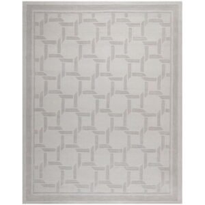 SAFAVIEH Martha Stewart Resort Weave Geometric Wool Area Rug, Driftwood/Grey, 5' x 8'
