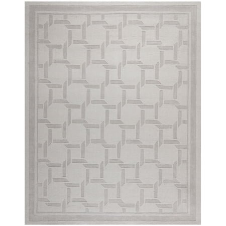 SAFAVIEH Martha Stewart Resort Weave Geometric Wool Area Rug, Driftwood/Grey, 5' x 8'