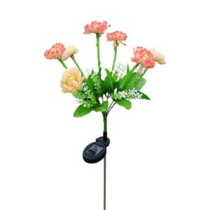 Wovilon Artificial Flowers For Decoration Outdoor 7-Head Solar Snow Lamp Outdoor Artificial Flower Lamp