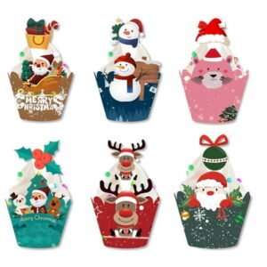 Moocorvic 24Pack Christmas Decorations Cupcake Toppers Snowman Santa Claus Christmas Tree Cake Decorations Cupcake Picks Liners for Party Supplies Indoor