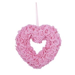 Matoen Valentine's Day Garland Heart Shaped Wreath Artificial Rose Garland for Valentine's Day Wedding Party Decorations