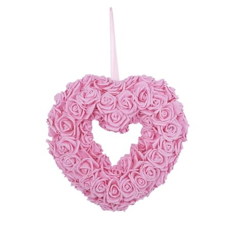 Matoen Valentine's Day Garland Heart Shaped Wreath Artificial Rose Garland for Valentine's Day Wedding Party Decorations
