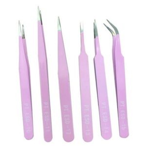 Fridja 6pcs BGA Precision Tweezer Set Stainless Steel Eyebrow Tweezers Eyelash Curler