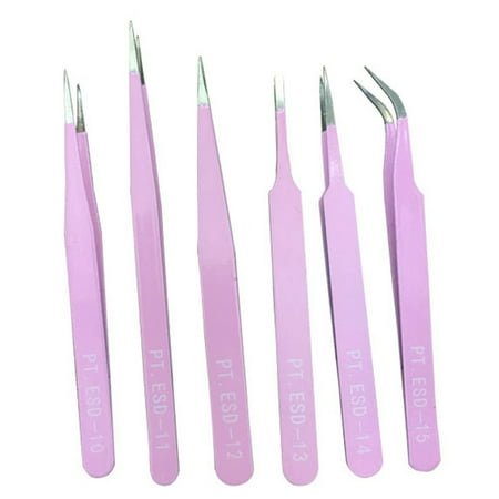 Fridja 6pcs BGA Precision Tweezer Set Stainless Steel Eyebrow Tweezers Eyelash Curler