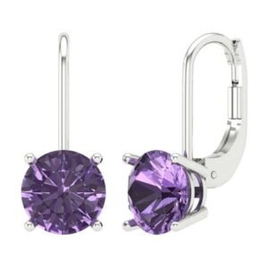 Clara Pucci 3Ct Alexandrite Round Cut VVS1 Lever Back Drop Dangle 18k Solid hypoallergenic Gold Designer Earrings For June