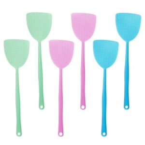 Fridja 6 Pack Flexible Strong Manual SWAT Set with Long Handle Summer Colors Multi Pack Fly Swatter Pest Control 6pcs Manual Plastic 17.5 Durable Long Handle