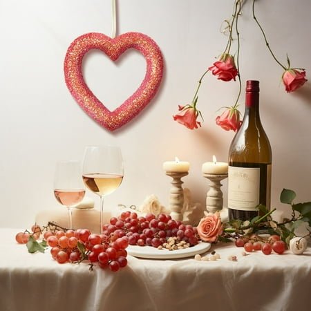 Weloille Valentine's Day Love Garland Door Wedding Proposal Party Scene Decoration Decoration Valentine's Day Heart-shaped Garland(11.81*11.82inch)