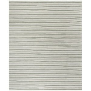 SAFAVIEH Martha Stewart Hand Drawn Stripe Area Rug, Nimbus Cloud Grey, 9'6" x 13'6"