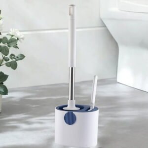 Tagold Silicone Toilet Brush With Holder, Bathroom Toilet Bowl Brush Set, Non-Slip Handle, Wall Mounted/Floor Standing
