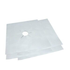 OUNONA Reusable NonStick Oven Liners for Gas Hob Protector Sheets Suitable for Kitchen Use 27x27cm Silver