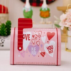 Riforla Valentine Mailbox Valentine Ornament Toy Mailbox Play Mailbox Valentine's Boxes for Kids Valentine's Day Greeting Card Exchange Gifts Cookie Candy Storage Classroom Party Gift Pink
