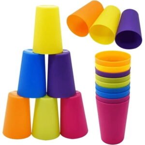 Set of 12 Kids Plastic Cups,5.6 oz Plastic Reusable Cups,Plastic Cups for Party,Reusable Unbreakable Cups for Kids & Toddler (Mixed Color)