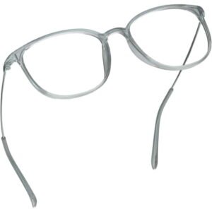 LifeArt Blue Light Blocking Glasses, Anti Eyestrain, Computer Reading Glasses, Gaming Glasses, TV Glasses for Women Men, Anti Glare (Gray, +2.00 Magnification)