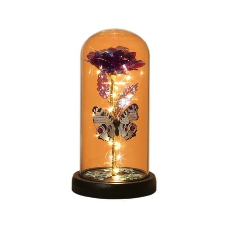 Vikakiooze Valentine's Day Rose Gift For Women , Colorful Rose Luminous Flower Glass Cover, Gift For Women, Mom, Valentine's Day, Anniversary, Birthday