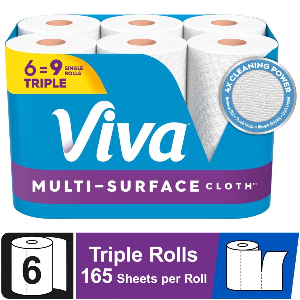 Viva Multi-Surface Cloth Paper Towels, 6 Triple Rolls