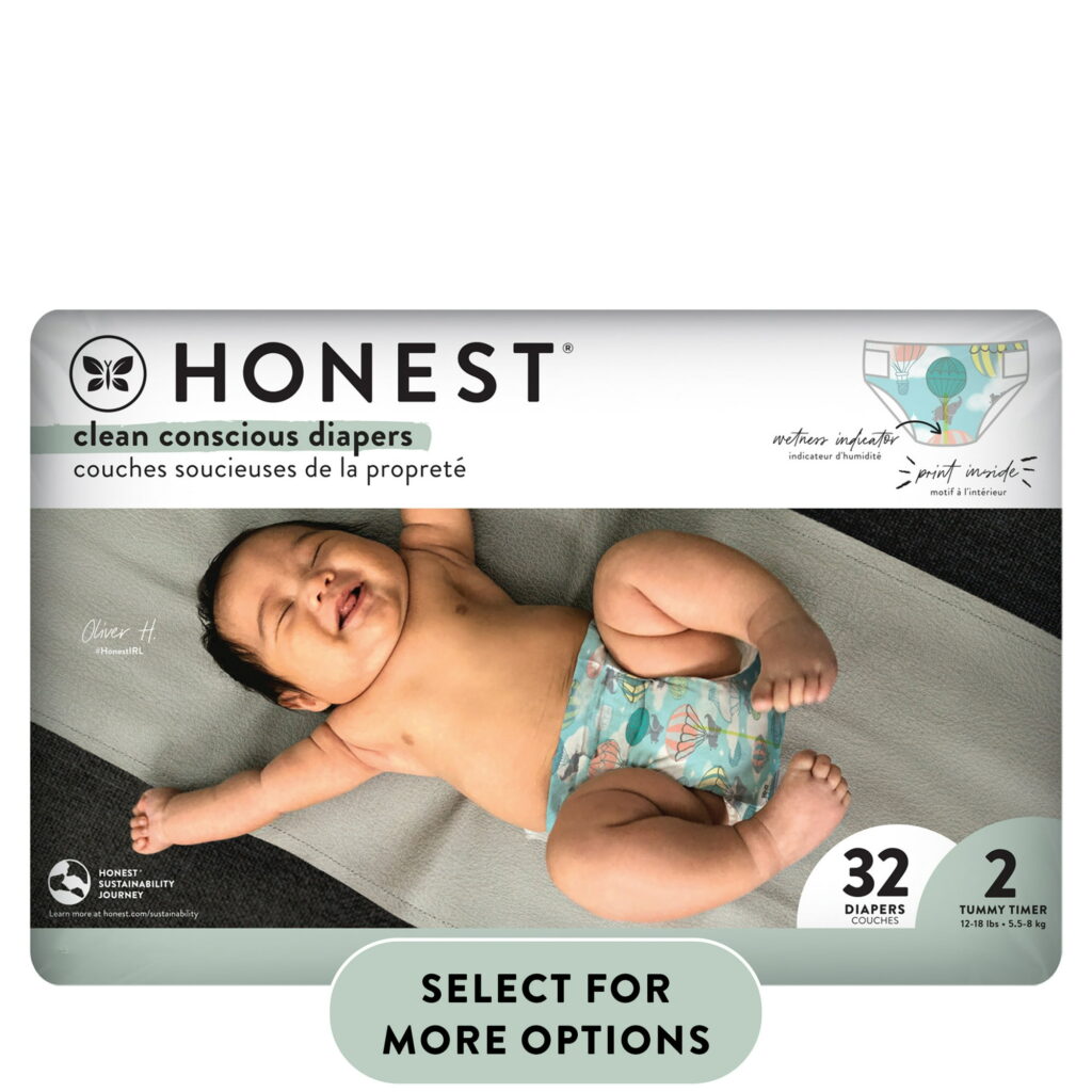 The Honest Company Clean Conscious Disposable Baby Diapers Above It All Print Size 2 (12–18 lbs) 32 Count