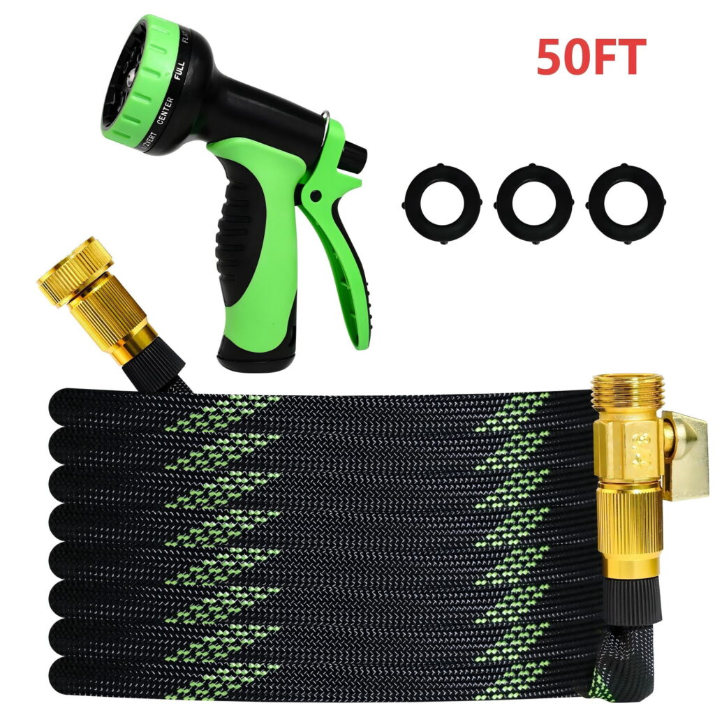 50FT Non-Expanding Garden Hose, Lightweight, Flexible Ultra-Light Water Hose, Burst-Resistant, Lead-Free, Anti-Kink, High-Pressure