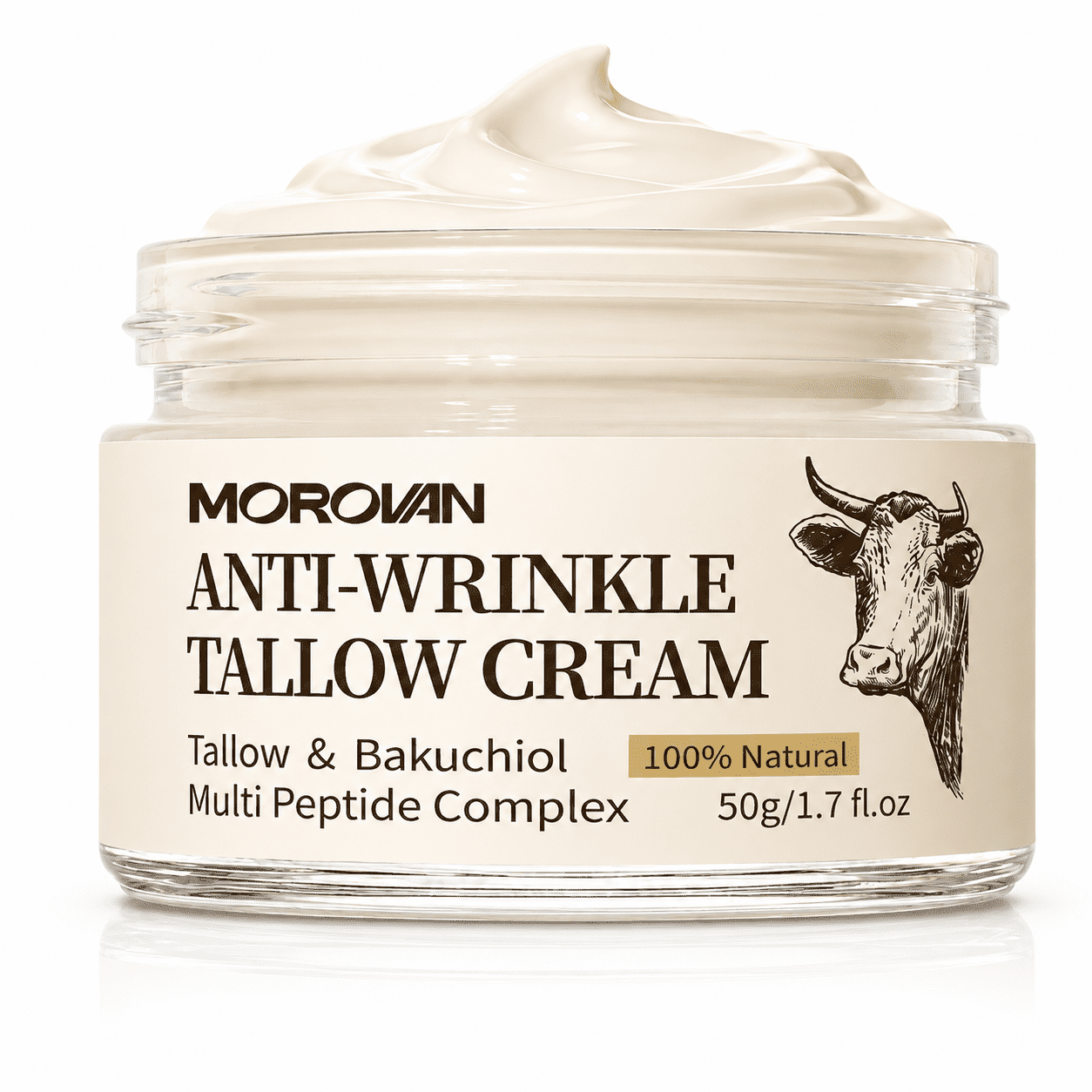 Anti Wrinkle Cream Beef Tallow Moisturizer Deep Hydration Firming for Women Dry Aging Skin 1.7 fl oz
