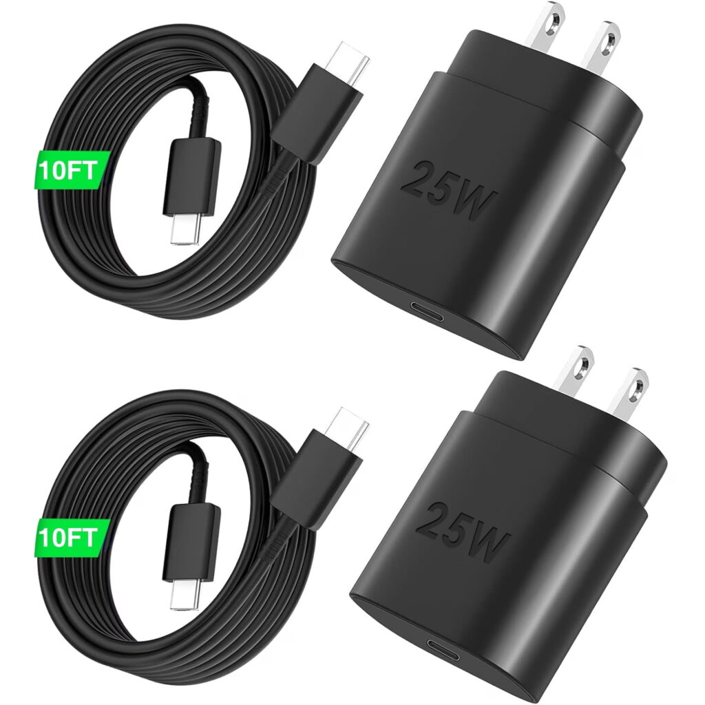 Super Fast Charger with Type C Cable 10ft , 2Pack 25W USB C Wall Charger Block Adapter and Android Phone Charger Cord for Samsung Galaxy S24 Ultra/S24/S24+/S23 Ultra/S23/S22 Ultra/S22/S21/Note 20