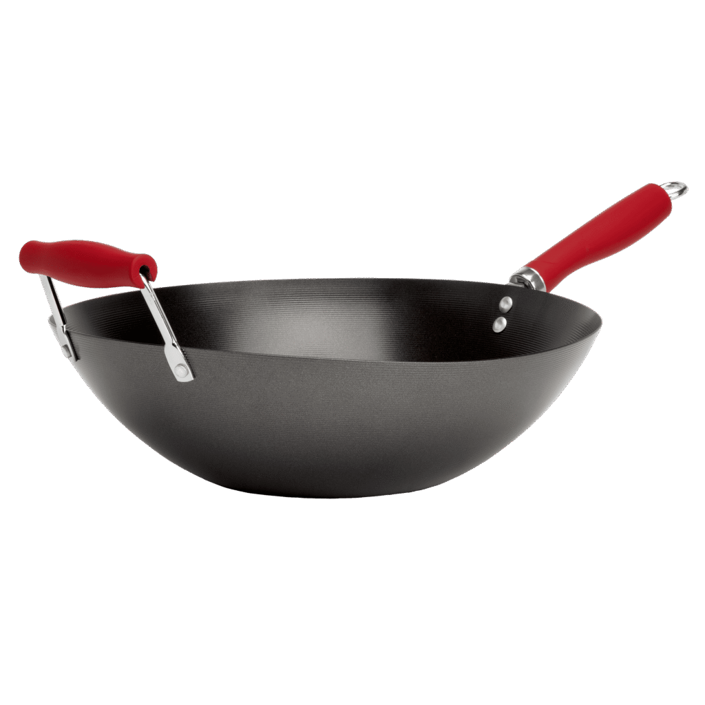 Tasty 14” Carbon Steel Wok, Non-Stick Flat Bottom Stir Fry Pan with Silicone Handle